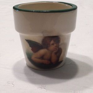 USA Glazed Pottery Cherub Mini Flower Pot